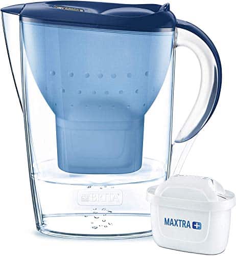 BRITA Wasserfilter Marella blau inkl. 1 MAXTRA+ Filterkartusche – BRITA Filter zur Reduzierung von Kalk, Chlor & geschmacksstörenden Stoffen im Wasser
