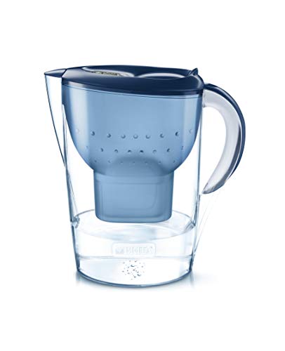 BRITA Wasserfilter Marella XL blau inkl. 1 MAXTRA+ Filterkartusche – Extra großer BRITA Filter zur Reduzierung von Kalk, Chlor & geschmacksstörenden Stoffen im Wasser