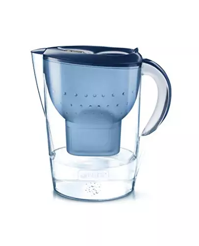 BRITA Wasserfilter Marella XL blau inkl. 1 MAXTRA+ Filterkartusche – Extra großer BRITA Filter zur Reduzierung von Kalk, Chlor & geschmacksstörenden Stoffen im Wasser